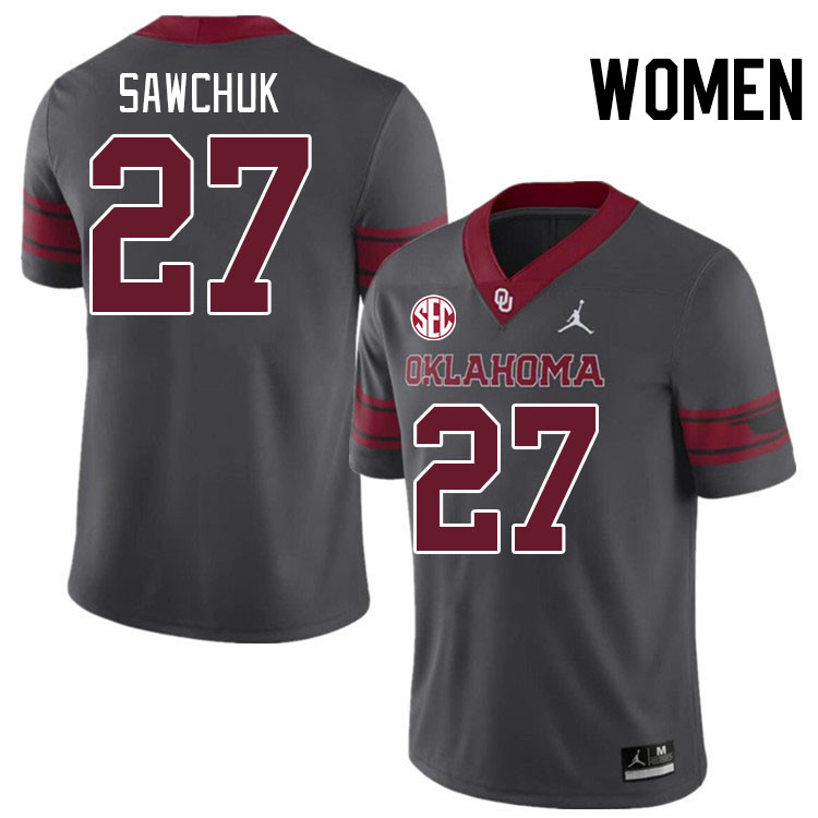 Women #27 Gavin Sawchuk Oklahoma Sooners 2024 SEC Conference College Football Jerseys-Charcoal